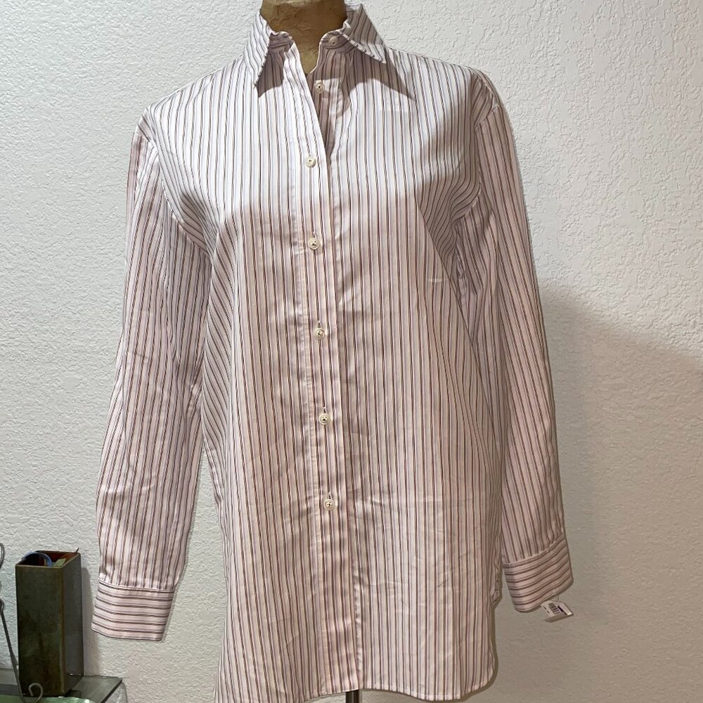 NWT $595 QL2 QUELLEDUE White Striped Blouse Viviana Made in Italy sz 40 M 10